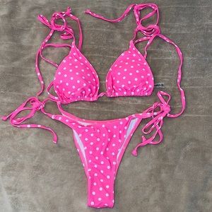Pink polka dot bikini